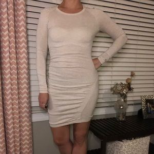 Cream Lightweight Fitted Sweater Dress